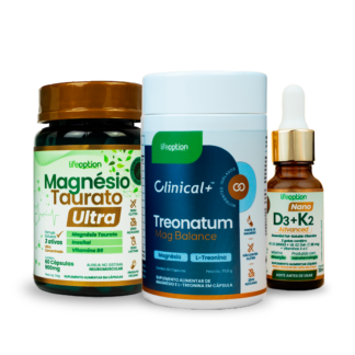 Protocolo Avançado Saúde Cerebral e Imunidade Magnésio Taurato Ultra + Treonatum Mag Balance + Nano D3 + k2