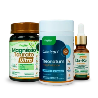 Protocolo Avançado Saúde Cerebral e Imunidade Magnésio Taurato Ultra + Treonatum Mag Balance + Nano D3 + k2