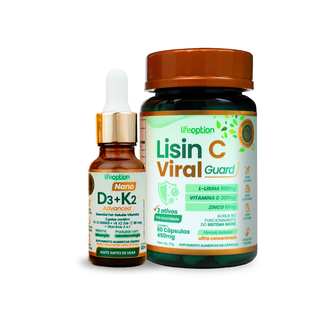 Protocolo Essencial Imunidade Nano D3 K2 Advanced + Lisin C Viral Guard