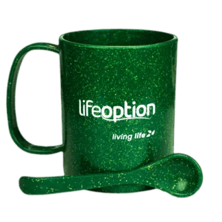 Caneca Ecológica Verde Living Life (BRINDE)